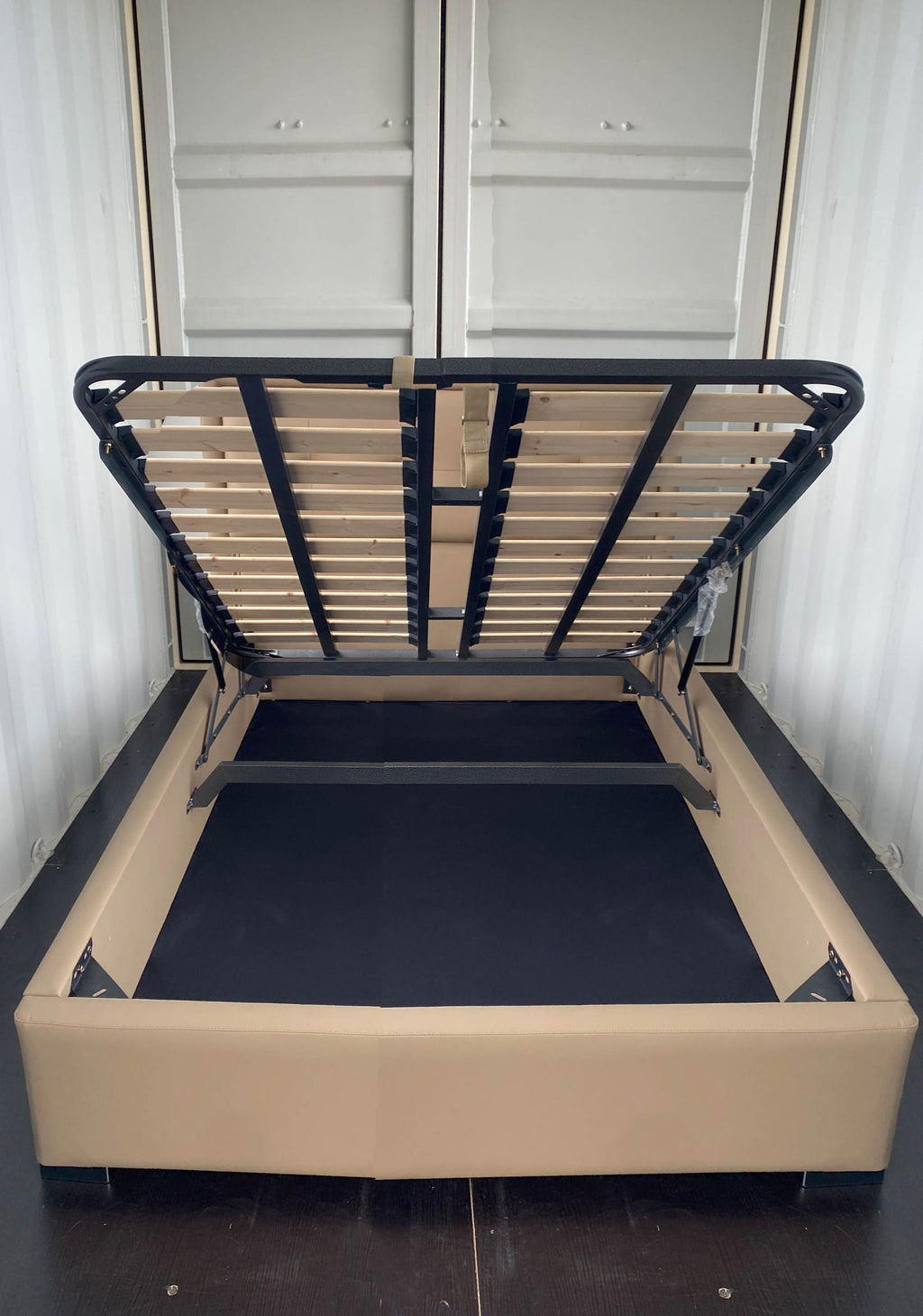 Beige Queen Bed – Pure Leather