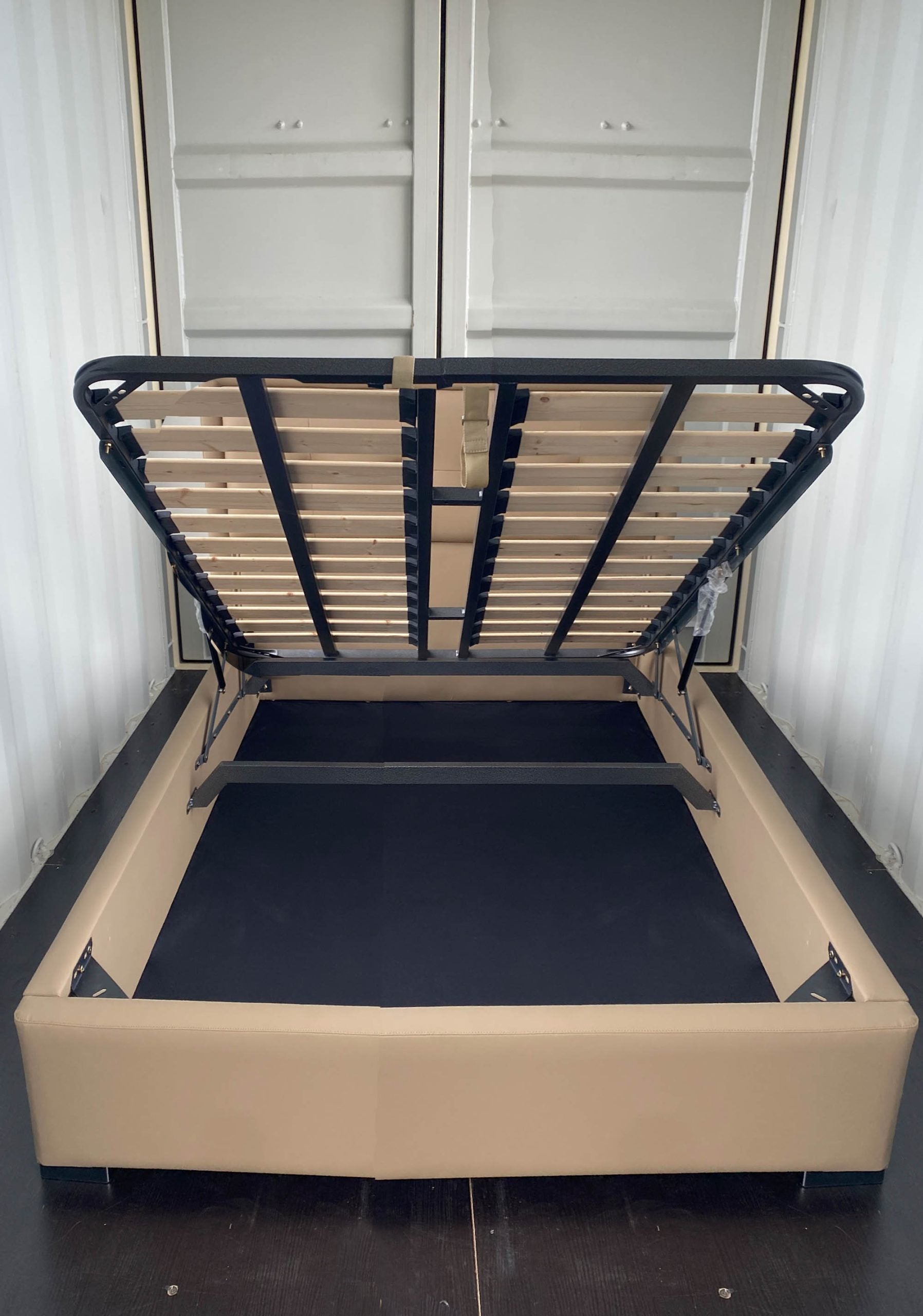 Beige Queen Bed – Pure Leather