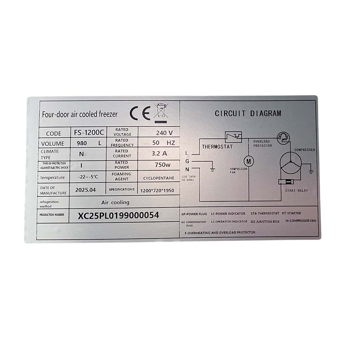 Commercial Four Door Freezer 1200CC