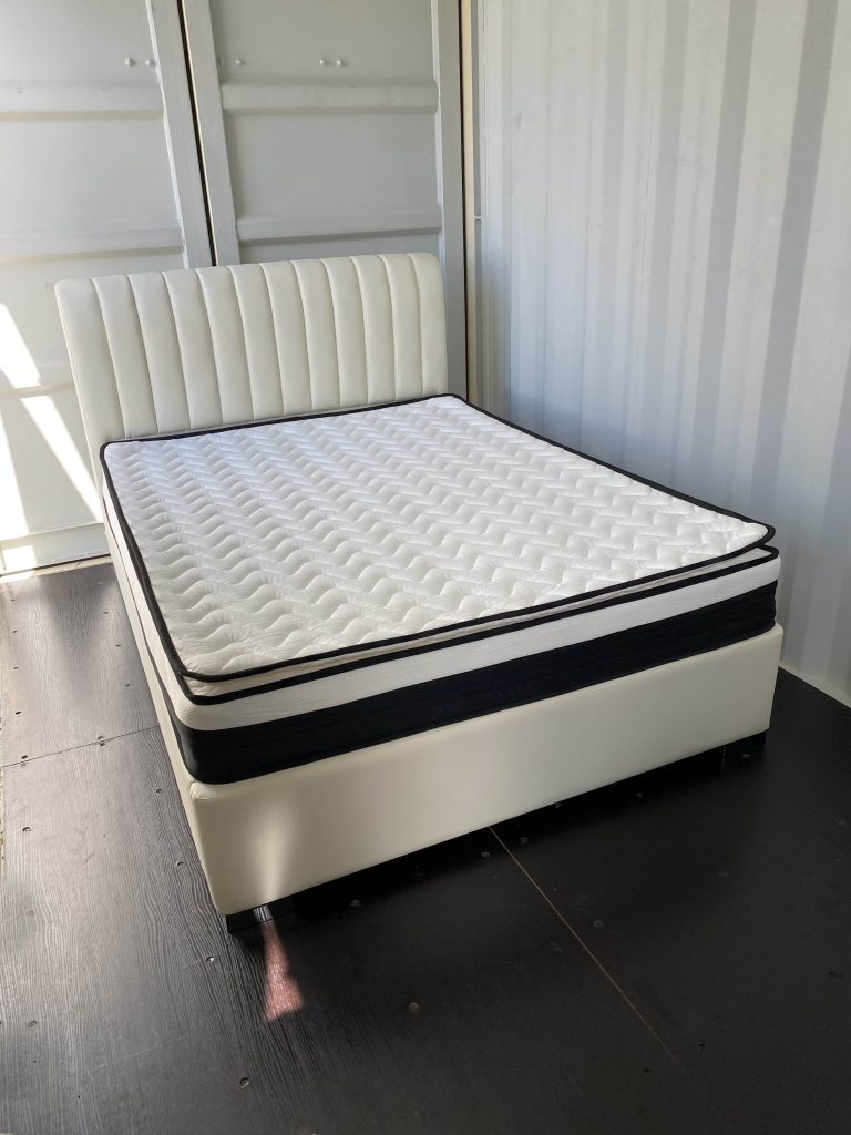 Cream Queen Bed – Pure Leather