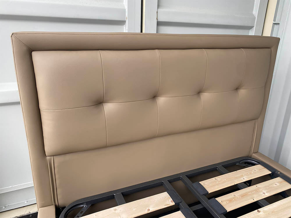Beige Queen Bed – Pure Leather