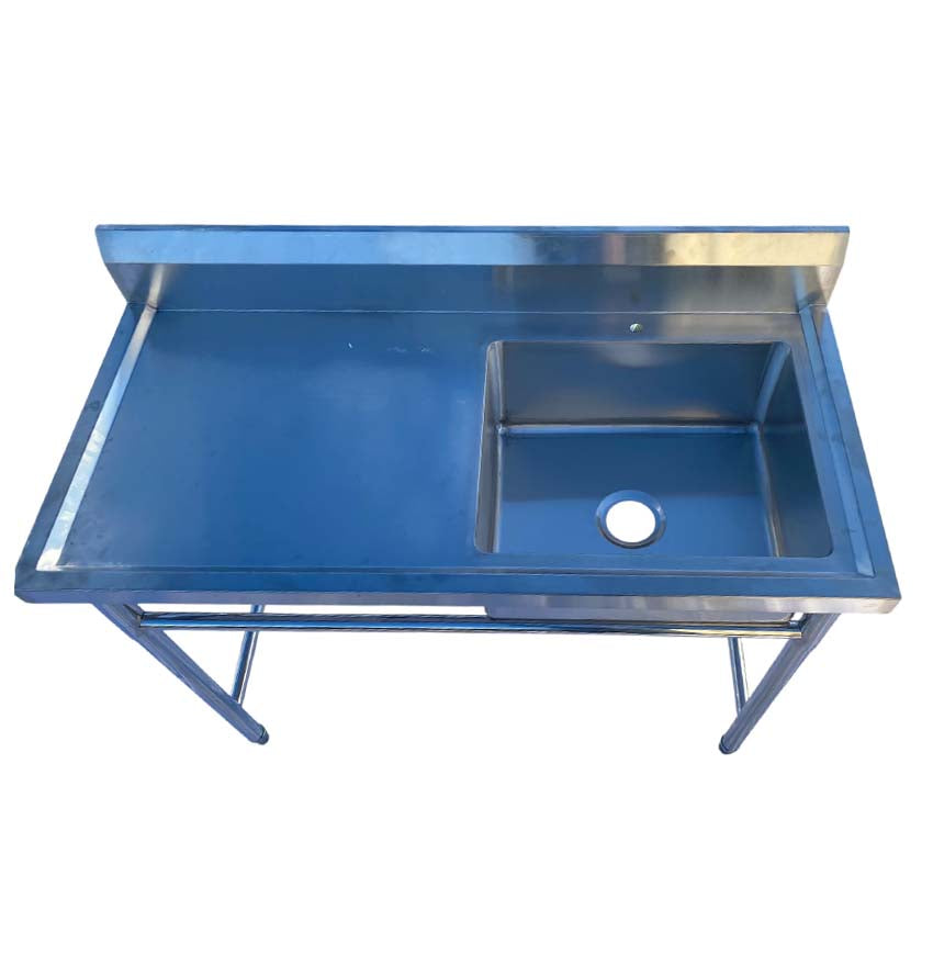 Stainless Steel Single Bowl Sink - Left Side Drain Bench 1.2m