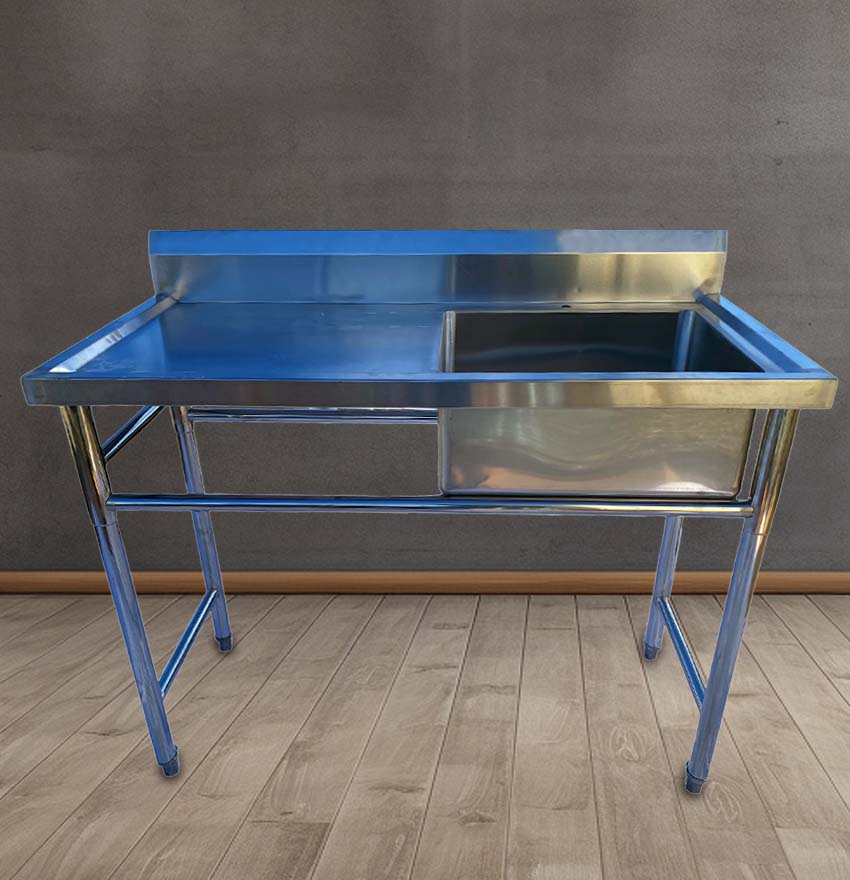Stainless Steel Single Bowl Sink - Left Side Drain Bench 1.2m